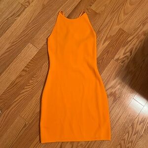 Babaton orange mini dress